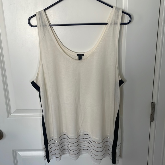 J. Crew Embellished Silk Hem Ivory Tank Top - Picture 1 of 5